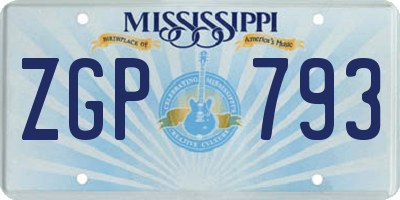 MS license plate ZGP793