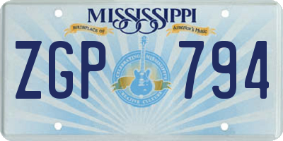 MS license plate ZGP794