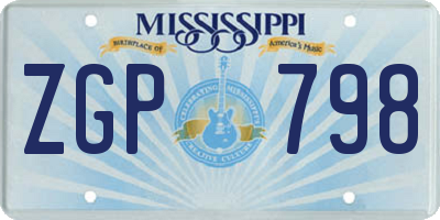 MS license plate ZGP798