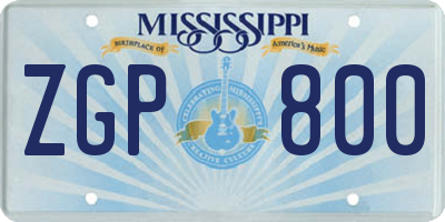 MS license plate ZGP800