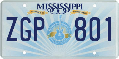 MS license plate ZGP801