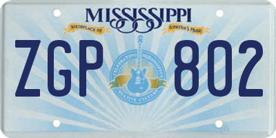 MS license plate ZGP802