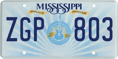 MS license plate ZGP803