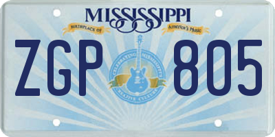 MS license plate ZGP805
