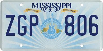 MS license plate ZGP806