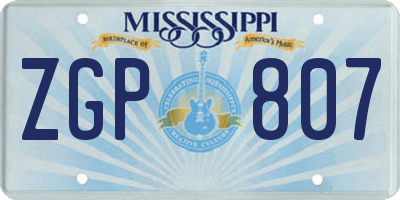 MS license plate ZGP807