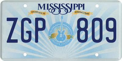 MS license plate ZGP809