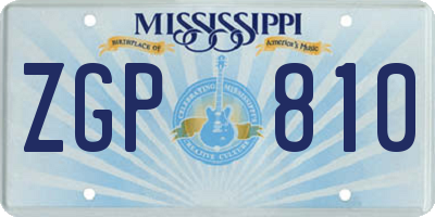 MS license plate ZGP810