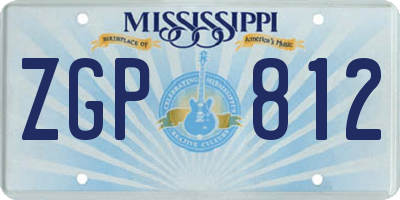 MS license plate ZGP812