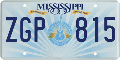 MS license plate ZGP815
