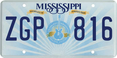 MS license plate ZGP816