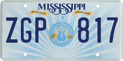 MS license plate ZGP817