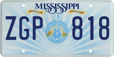 MS license plate ZGP818