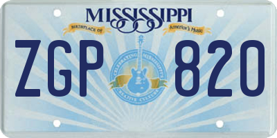 MS license plate ZGP820