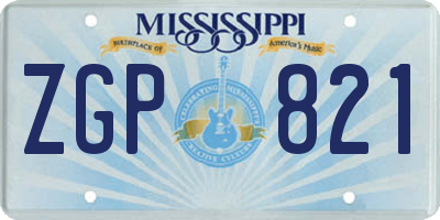 MS license plate ZGP821
