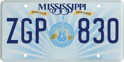 MS license plate ZGP830