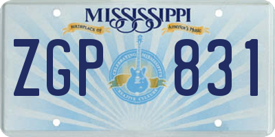 MS license plate ZGP831