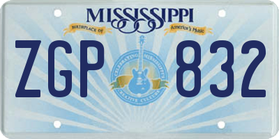 MS license plate ZGP832