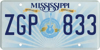 MS license plate ZGP833