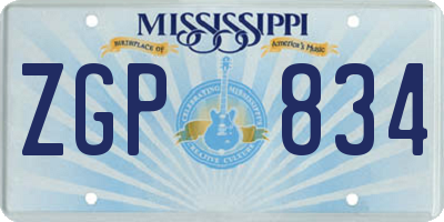 MS license plate ZGP834