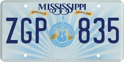 MS license plate ZGP835