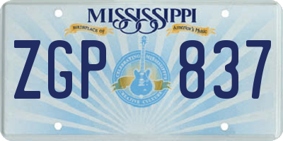 MS license plate ZGP837