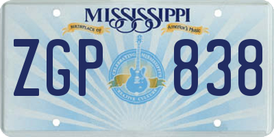 MS license plate ZGP838