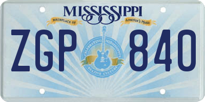 MS license plate ZGP840