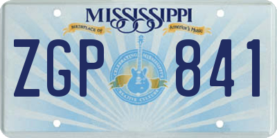 MS license plate ZGP841