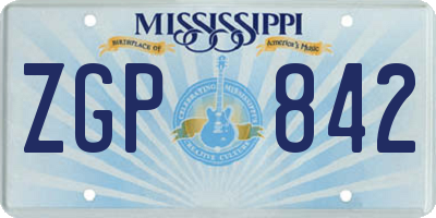 MS license plate ZGP842