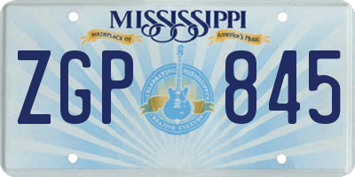 MS license plate ZGP845