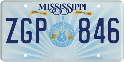 MS license plate ZGP846