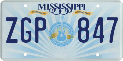 MS license plate ZGP847