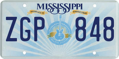 MS license plate ZGP848
