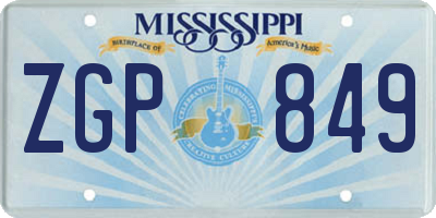MS license plate ZGP849