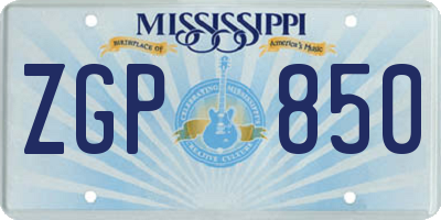 MS license plate ZGP850