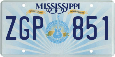 MS license plate ZGP851