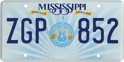 MS license plate ZGP852