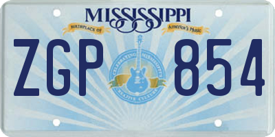 MS license plate ZGP854