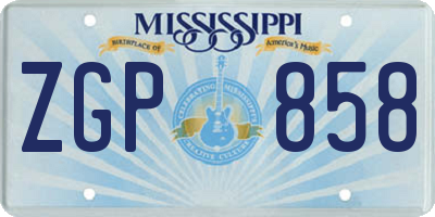 MS license plate ZGP858