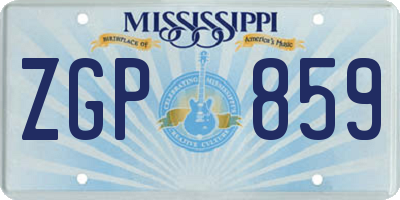 MS license plate ZGP859