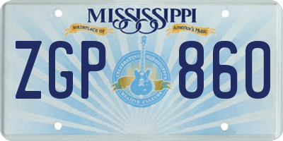 MS license plate ZGP860