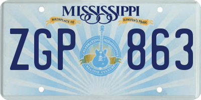 MS license plate ZGP863