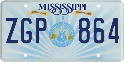 MS license plate ZGP864