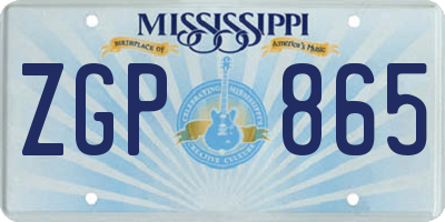 MS license plate ZGP865
