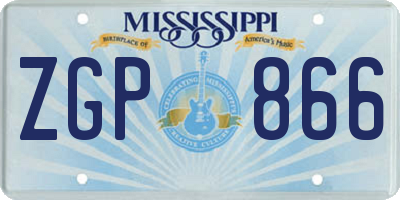 MS license plate ZGP866