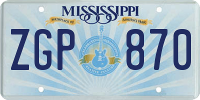 MS license plate ZGP870