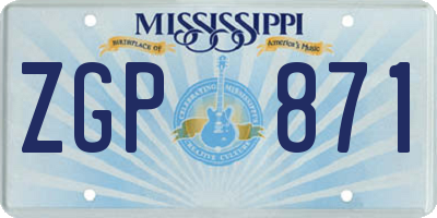 MS license plate ZGP871