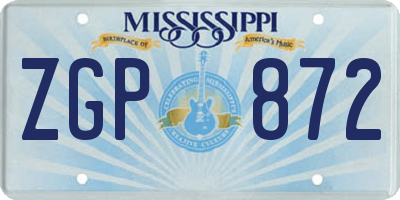 MS license plate ZGP872