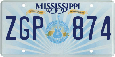 MS license plate ZGP874